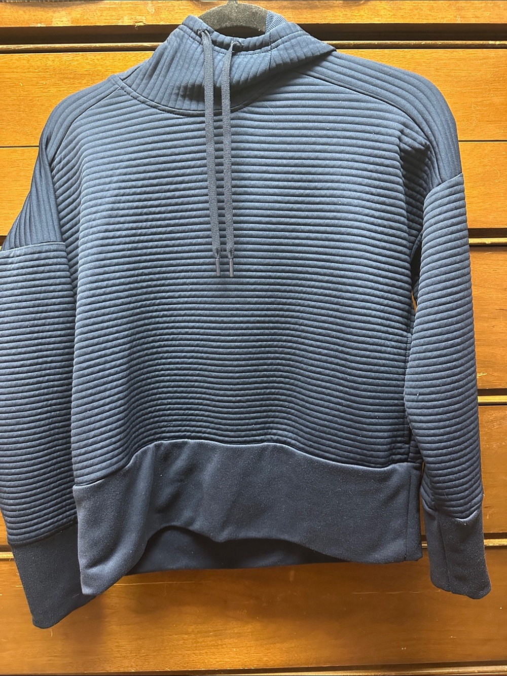 Nike Men's Ribbed Crewneck Hoodie in Navy